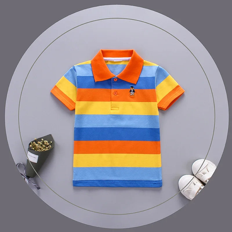 Jargazol, camisas para niños, camisetas de manga corta a rayas de colores, Polo de verano, ropa para niños, Camiseta de algodón, camisetas deportivas para niños pequeños