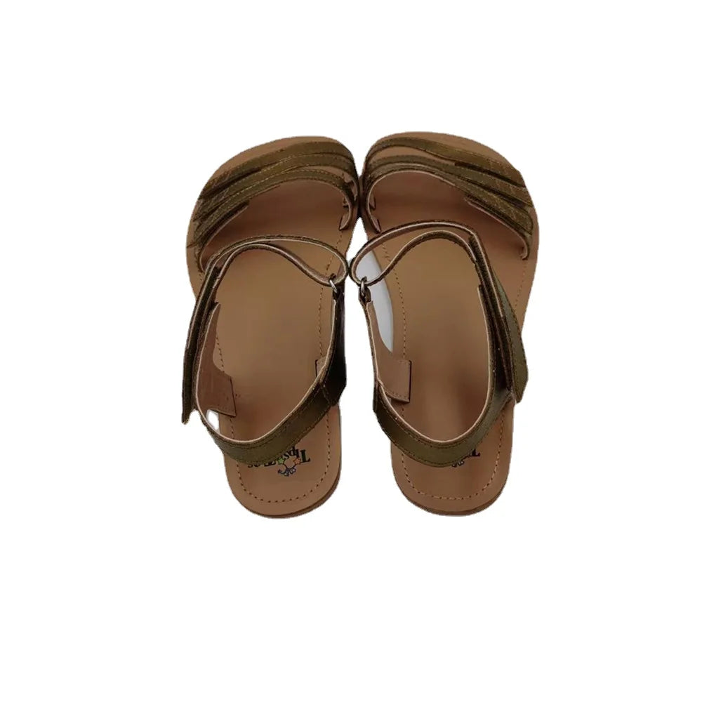 Tipsietoes 2025 Sprinng Barefoot Leather Flat Sandals For Women Shoes With New MInimalist Soft Sole