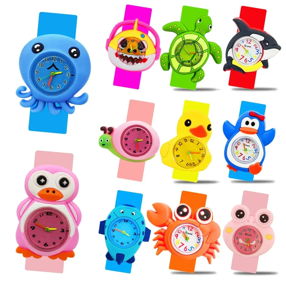 Boy Girl Kids Watch Baby Toys 3D Frog/Whale/Turtle/Duck Pattern Children Watches Clock relogio infantil montre pour enfants