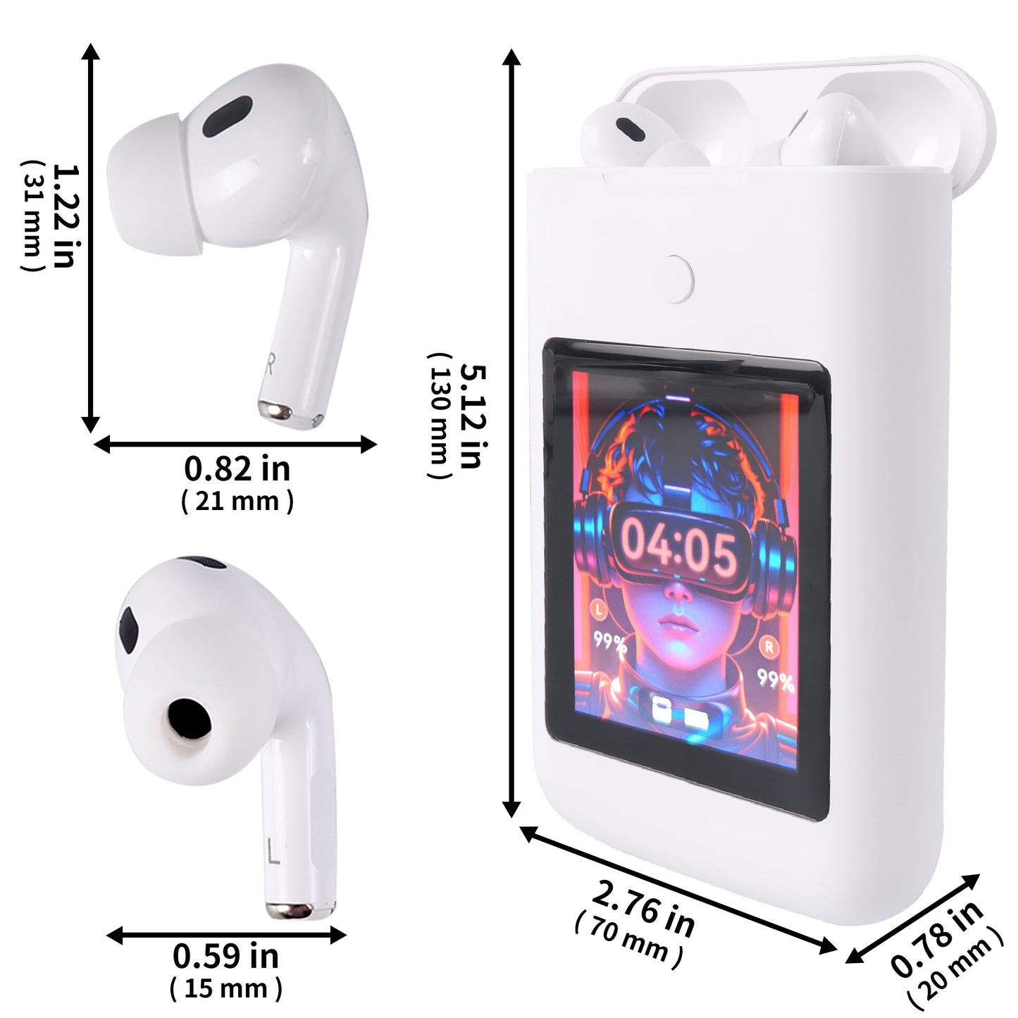 Large Screen Touch Earphone Large Battery Multiple Function In Ear Style Headphone Flashlight Power Bank Headphone Music Game