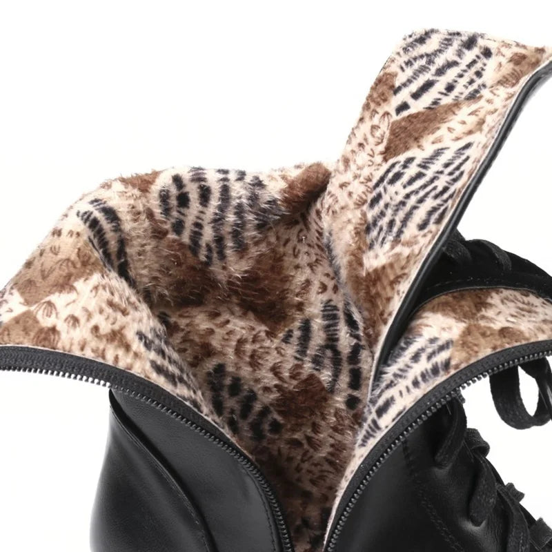 SIMLOVEYO Rubber Lace Up Black Autumn Chunky Boots big size 46 Ankle Boots Women Platform Shoes Ladies shoes women shoes Hot