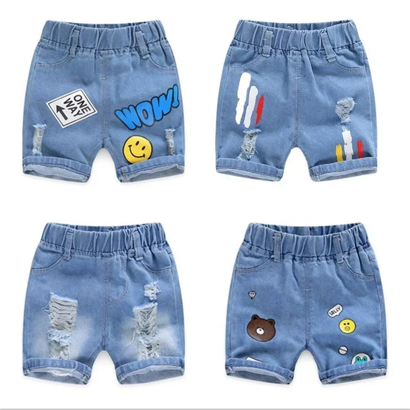 Pantalones cortos vaqueros para niños, ropa para niños, pantalones cortos de cinco puntos para bebés, pantalones cortos de verano 2023
