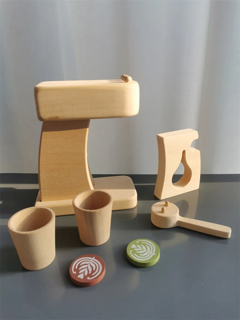 Kids Montessori Wood Toys Wooden Eggs Unpaint Sensory Kitchen Bowl Teapot Cups Toaster Baguette Early Learning Gift