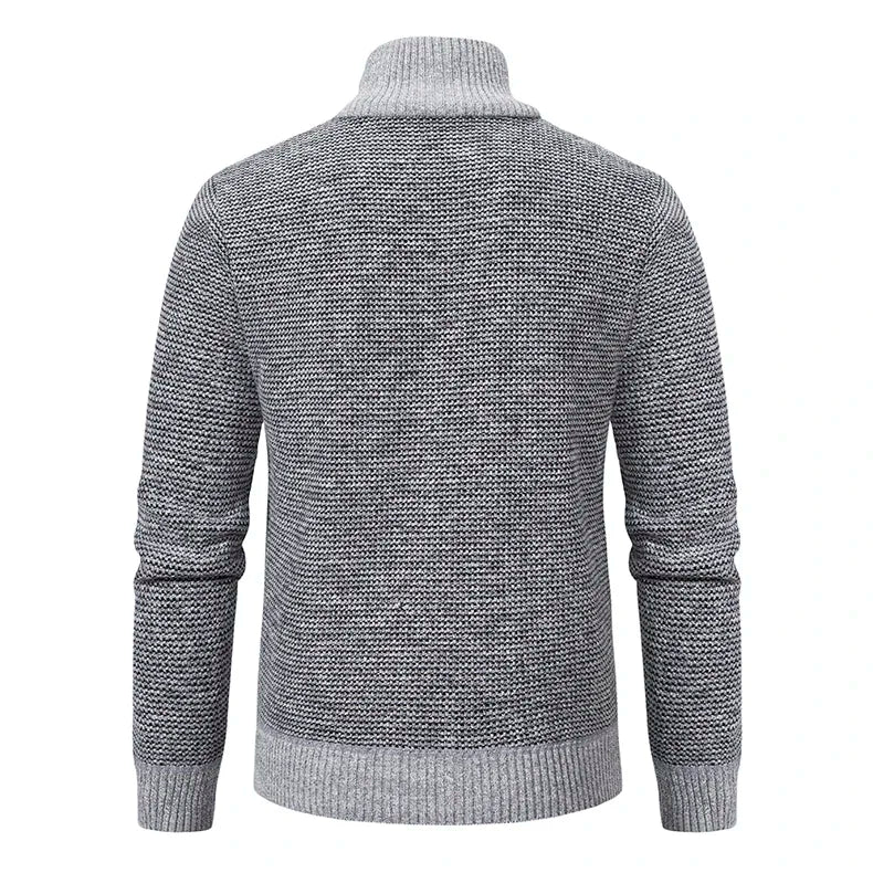 Men Jackets Fleece Cardigan Winter Contrast Splice Knittde Sweater Breathable Thicken Warm Stand Collar Casual Coat Sweater Mens