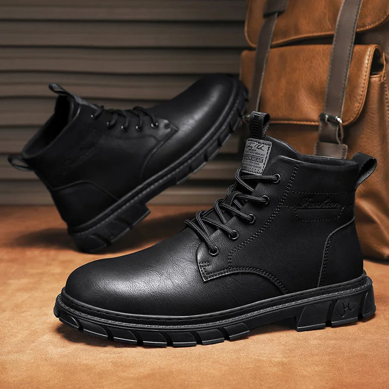 Winter Men Boots Outdoor Leather Ankle Boots Lightweight High Top Casual Boots Designer Male Work Boots Classic Handmade Boots