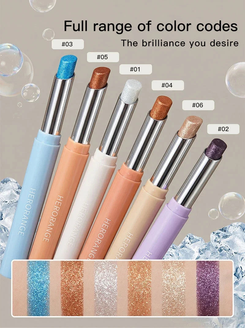 Punk Purple Metallic Eyeshadow Stick Waterproof Lasting Pearlescent Glitter Eye Shadow Highlight Eyeshadow Fine Shiny Eye Makeup