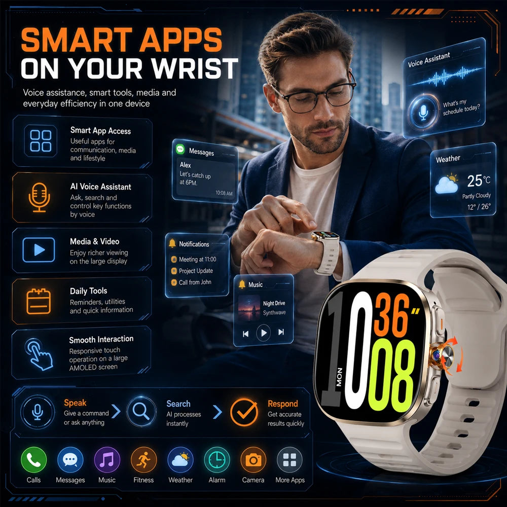 NEW Smartwatch 5G with 2.4" HD Screen 190° Rotating Camera WIFI 3D Stereo Navigation Compass NFC Bluetooth Smart Watch Men Women