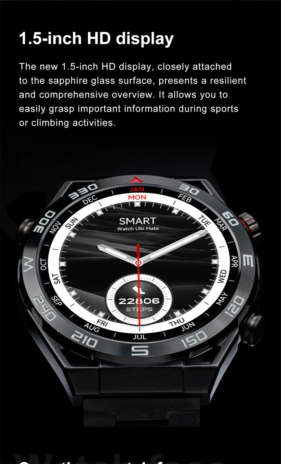 2024 New GPS Sports Smart Watch Men AMOLED HD Full Touch Screen IP68 Waterproof NFC Compass Bluetooth Call ECG+PPG Smart Watches