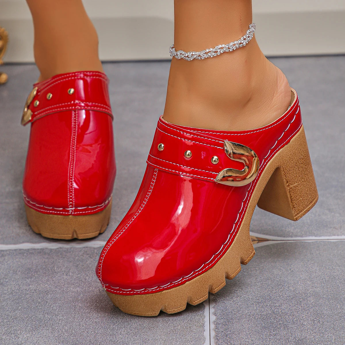 2025 Women Sandals Height Increase Summer Retro Shoes Women Fashion Thick Sole Mules Shoes Chunky Heels Platform Sandals Women