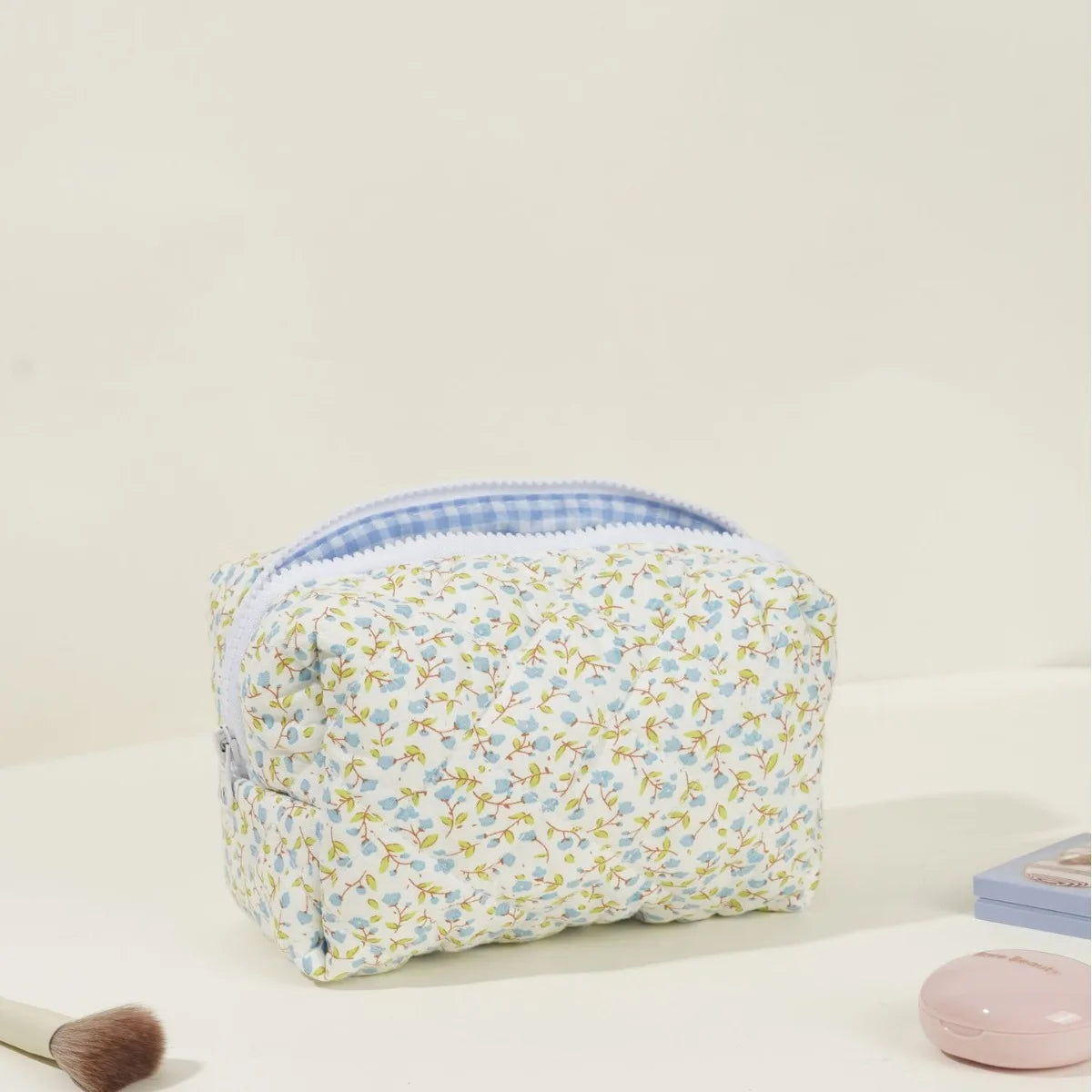 Large-Capacity Cotton Floral Quilted Makeup & Toiletry Storage Bag