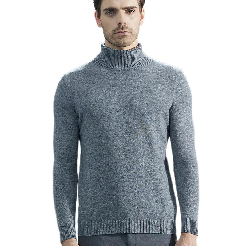 Men Knitted Sweaters Cashmere Sweater 100% Merino Wool Turtleneck Long-Sleeve Thick Pullover Winter Autumn Male Jumpers Clothing