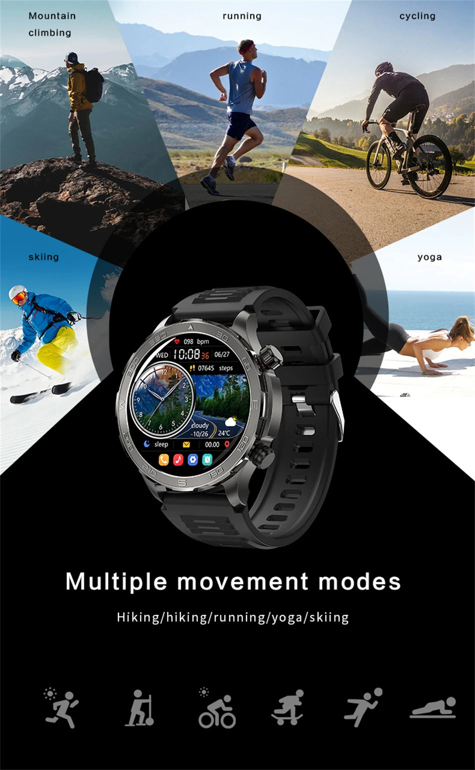 2024 New Bluetooth Call Smart Watch Men For Huawei AMOLED HD Large Screen Heart Rate NFC IP68 Waterproof GPS Sports Smart Watch