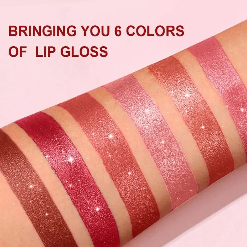 Pearlescent Pink Glitter Lipstick Metallic Waterproof Long Lasting Nude Matte Velvet Lip Stick Shimmer Diamond Women Sexy Makeup