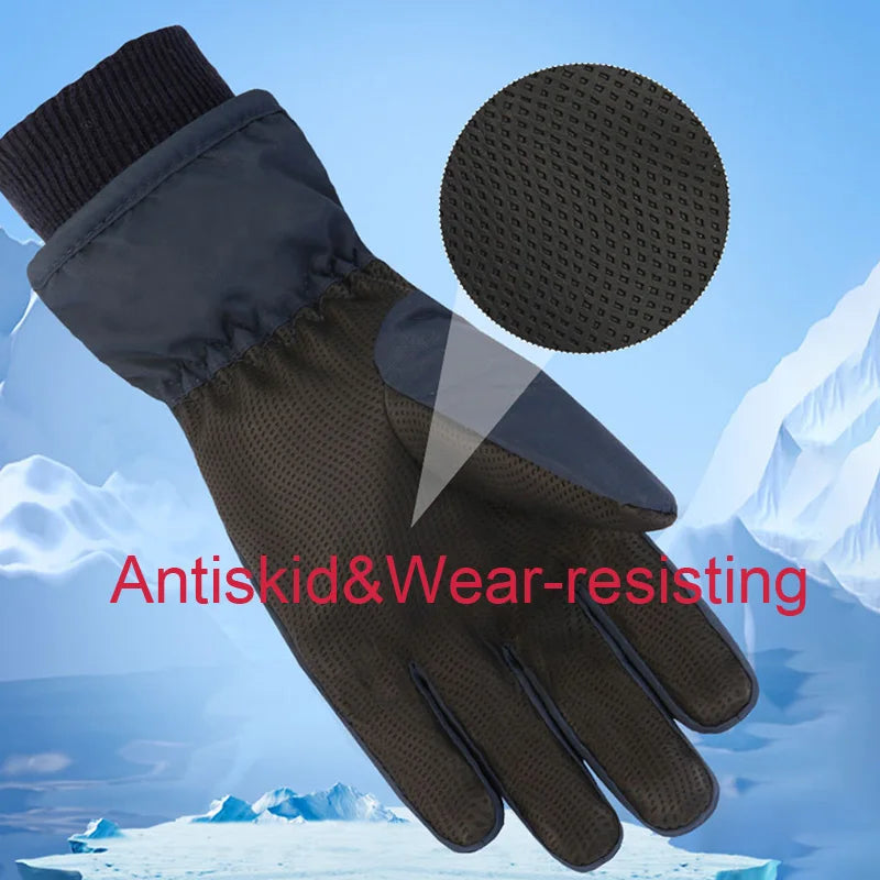 Waterproof Adult Kids Ski Gloves Thick Children Mittens Snowboard Outdoor Snow Child Winter Gloves for Boys Girls Fleece Lining