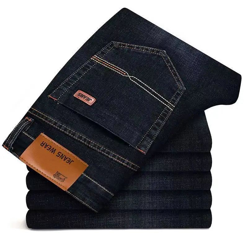 2026 NEW Men Men's Fashion Business Jeans Classic Style Casual Stretch Slim Jean Pants Male Brand Denim Trousers Black Blue Me