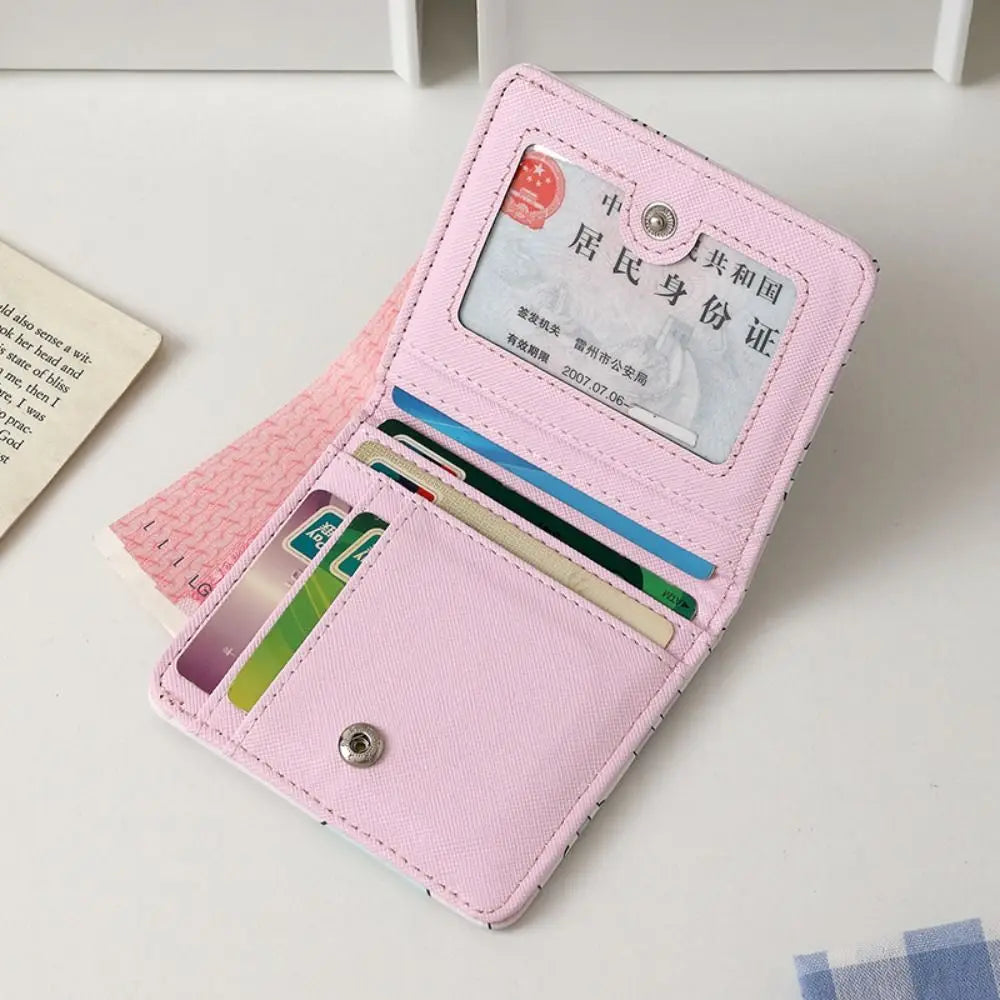 Cute Short Wallet Cartoon Coin Purse Girls PU Leather Money Bag Mini Portable Storage Bag Kawaii Card Holder