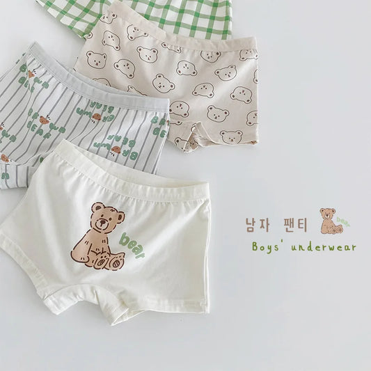 2-11Y Little Boys Soft Cotton Briefs Dinosaur Truck Bear Baby Toddler Kids Underwear 4 packs