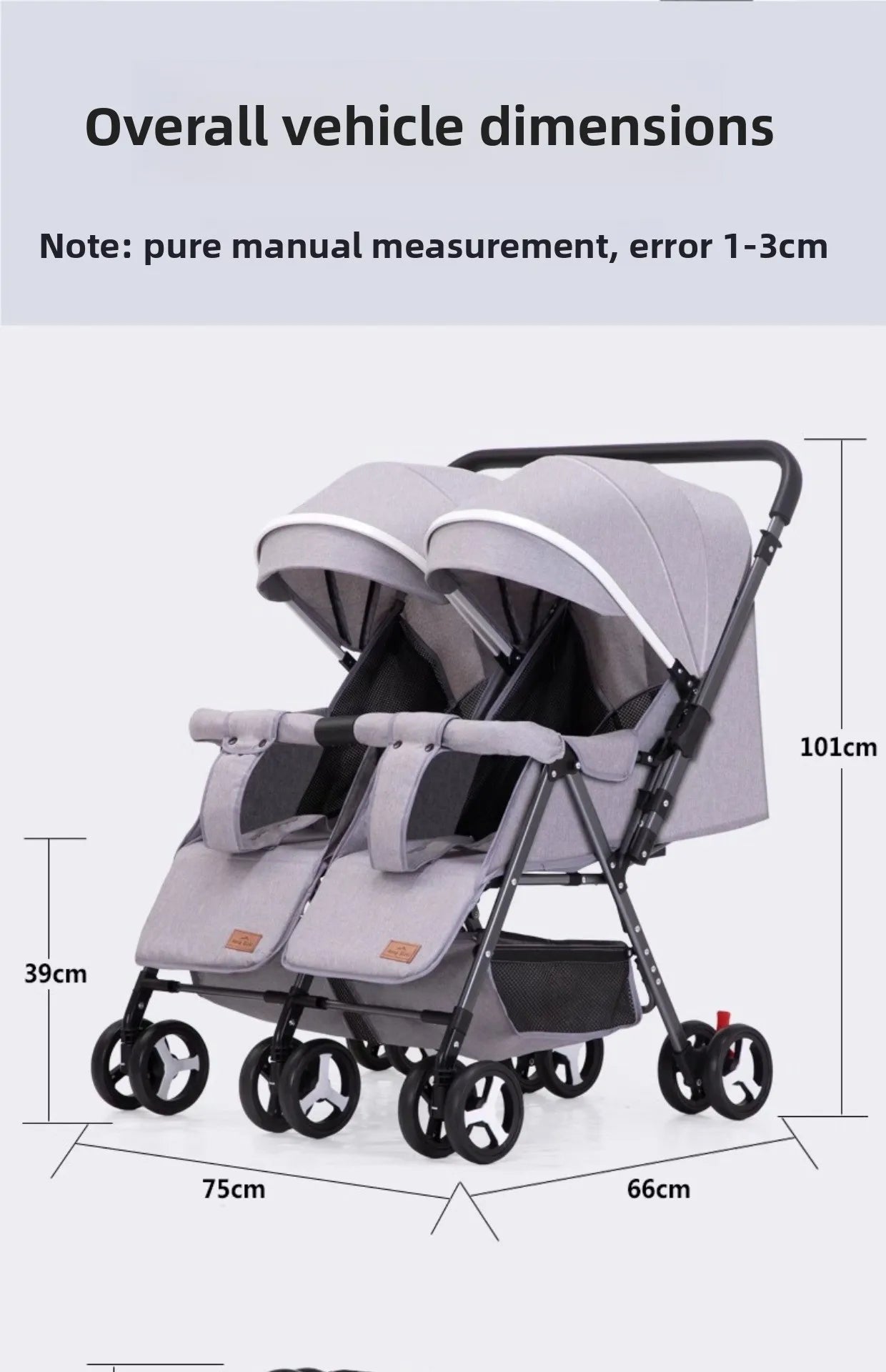 Twin Stroller, Double Seat/double Recline Stroller, Foldable, Suitable for Two People and Can Be Taken Into Elevators.