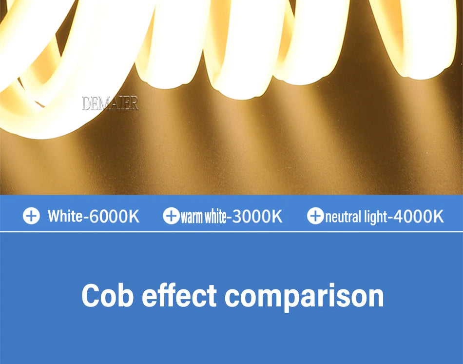 COB LED Strip 360leds/M High Bright EU Plug 220V CRI RA90 Waterproof Outdoor Garden FOB LED Tape For Bedroom Kitchen Lighting