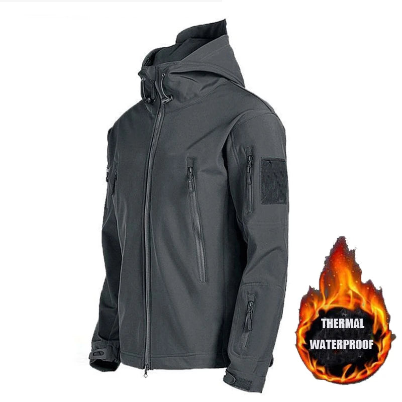 Men Cargo Autumn Winter Fleece Sharkskin Hiking Jackets Tactical Military Army Climbing Trekking Casual Trainning Camping Coat