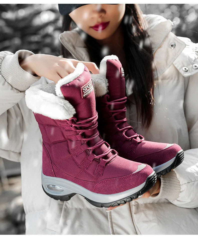 Women's Boots Winter High Quality Keep Warm Mid-Calf Waterproof Snow Boots Women Comfortable Ladies Thigh High Hiking Boots