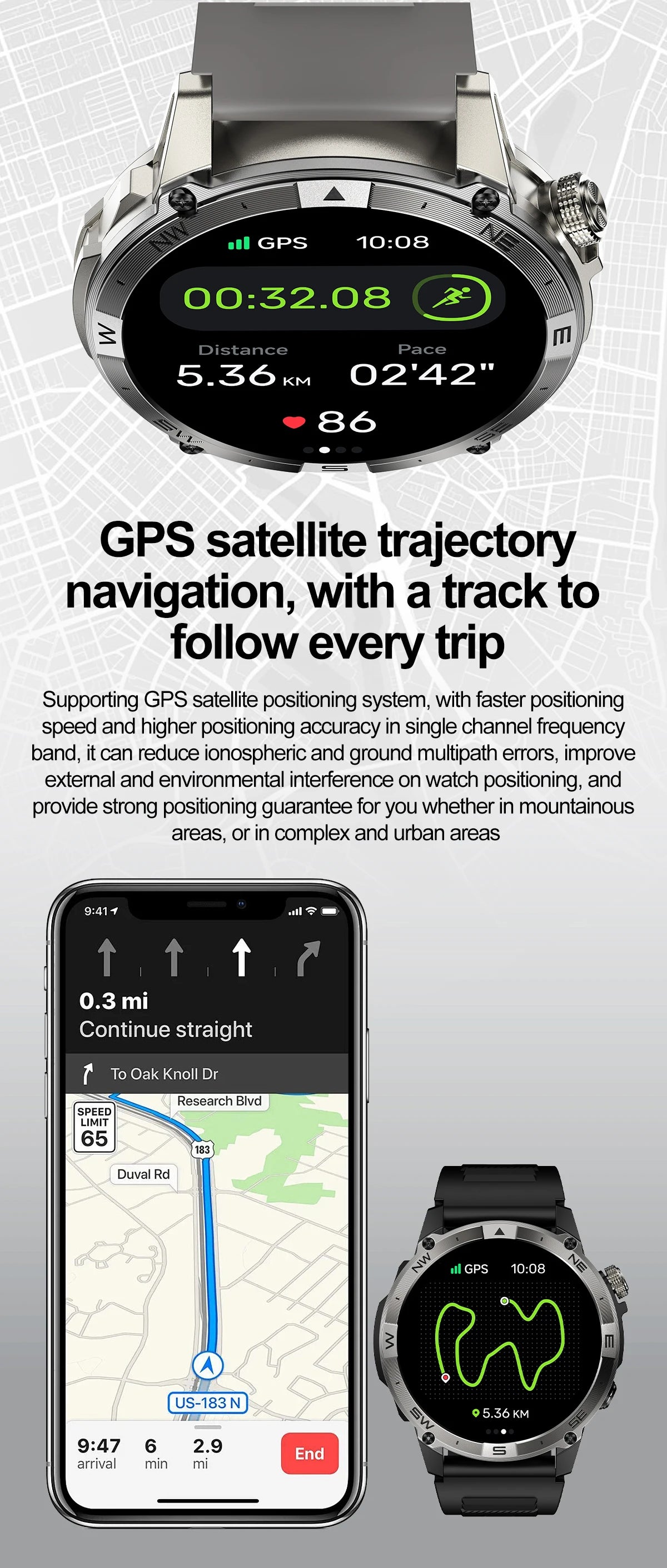 Smart Watch 2026 For Android IOS GPS Compass Sports Smart Watches For Man Women HD AMOLED Bluetooth Call Waterproof Smartwatch
