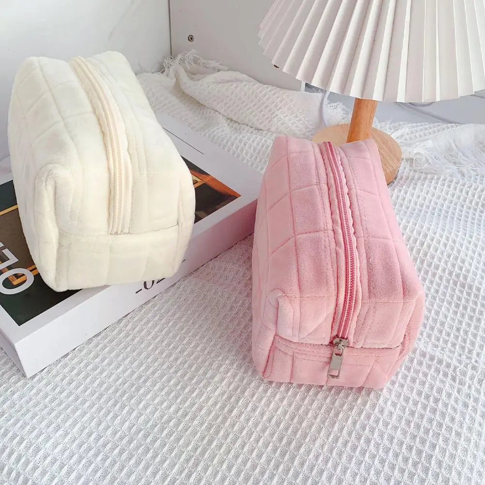 Makeup Bag Pillow Storage High-End Sense Portable Travel Cosmetic Bags Solid Color Zipper Toiletry Bag Washing Pouch Storage Bag