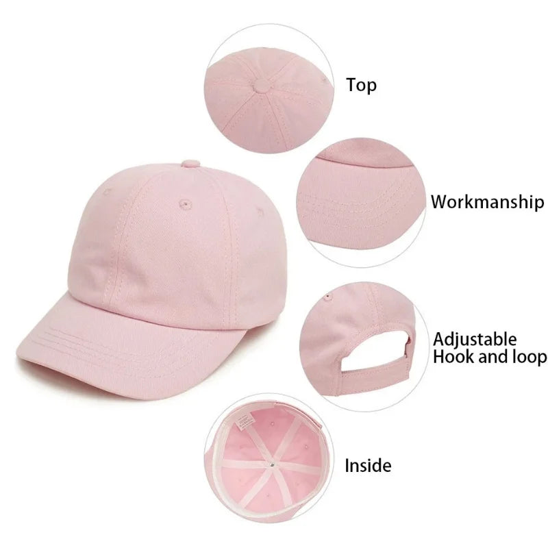 Kids Snap Back Baseball Cap Solid Color Spring Summer Hip Hop Boy Hats Sun Caps Adjustable Breathable Outdoor Travel Kids Hats