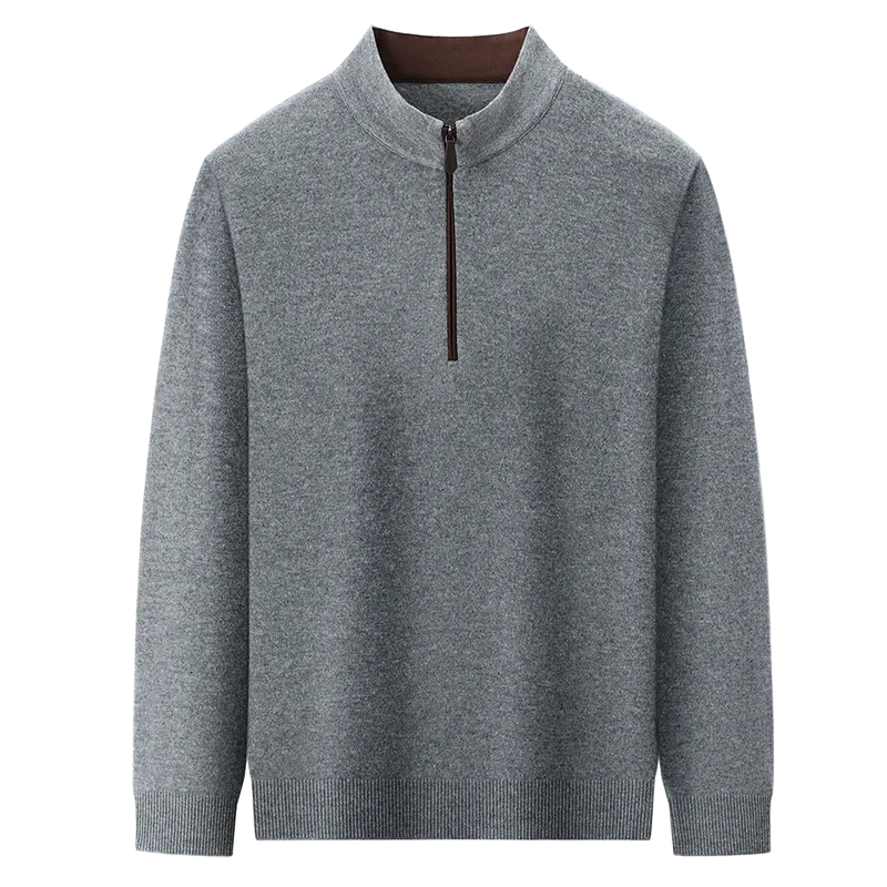 Cashmere Wool Classsic Sweater Men Autumn Winter Warm Knitting Clothes Long Sleeve  Sheep Wool Zipper Sweater Top Pullovers