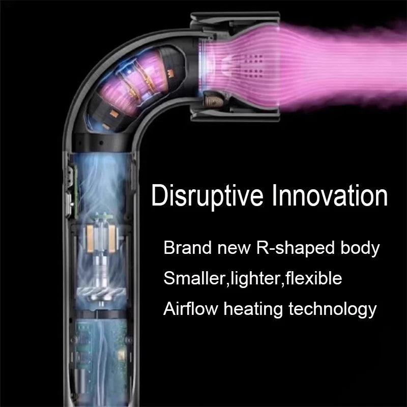 Hair Dryer 1400 Watt High Speed HairDryer Bend Pipe Professinal Hair-care Leafless Negative Ion Styling Tools with 6 Air Nozzles