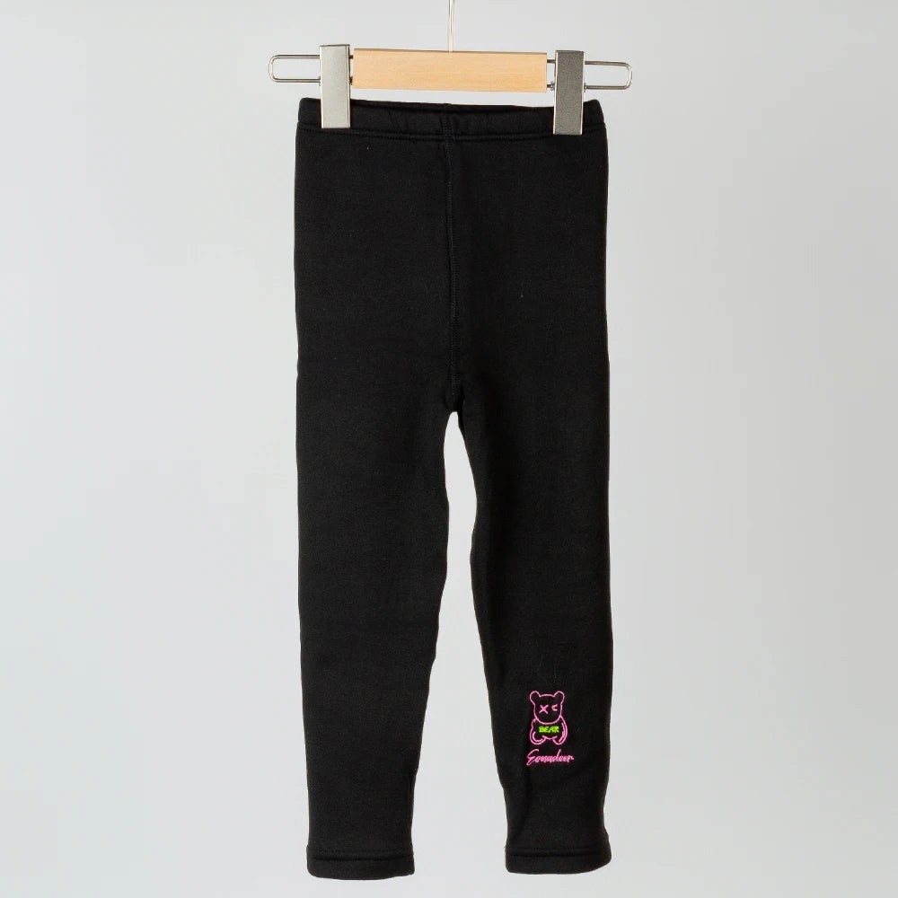 Girls Winter Fleece-lined Leggings Thermal Tights for Outdoor Wear Thickened Warm Pants Multi-Color Cute Patterns