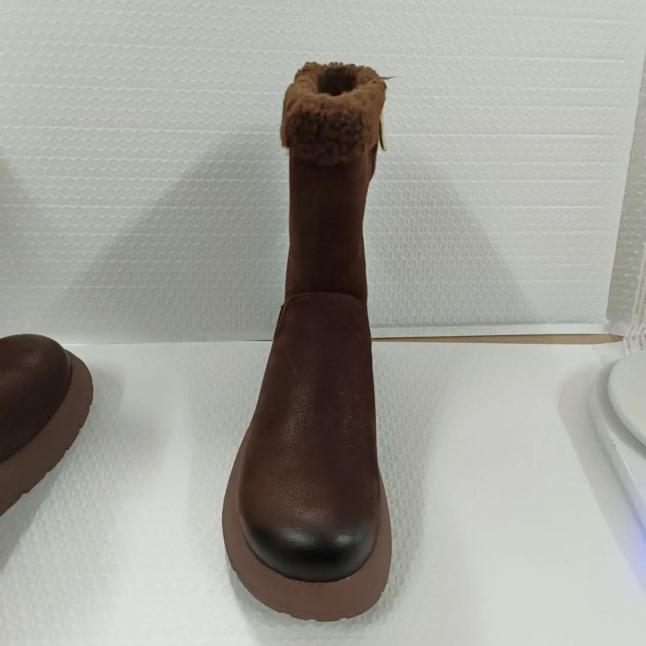 Koznoy 5cm Natural Genuine Leather Chunky Cow Spring Rubber Ankle Boots Soft Soled Winter Plush Flats Booties Autumn Women Shoes
