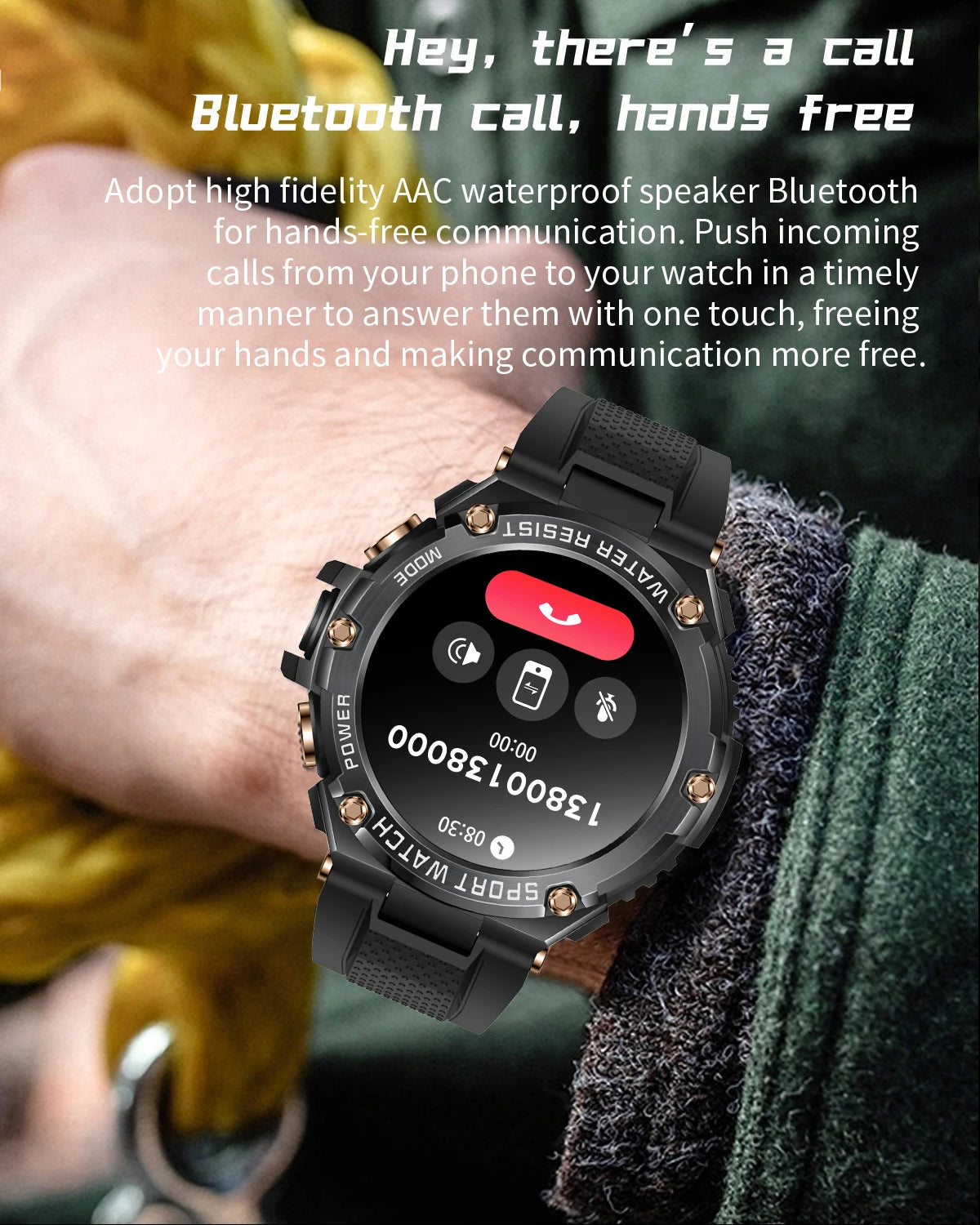 Outdoor Sport Smart Watch Men 800mAh Long Life Battery Bluetooth Call IP68 Waterproof Fitness Tracker SmartWatch For Android ios