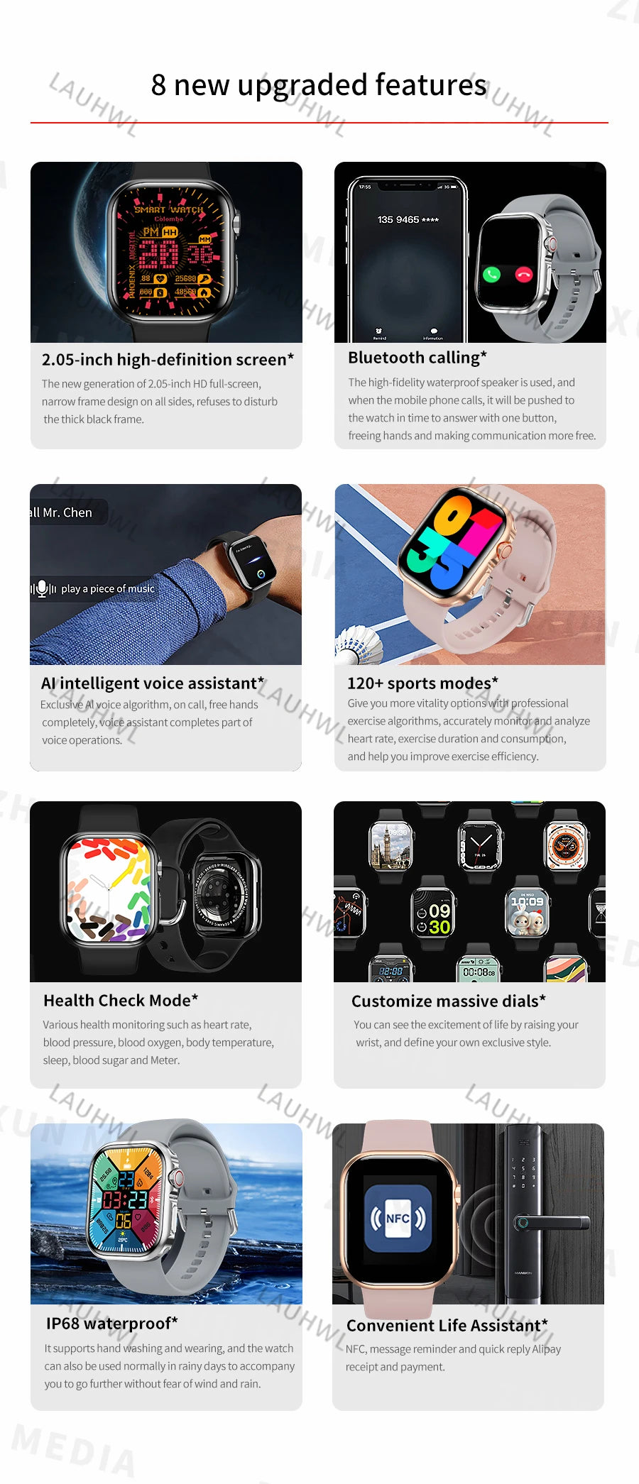 Bluetooth call smartwatch series 9 men and women exercise heart rate blood pressure NFC  For Android smartwatches smartwatch 9