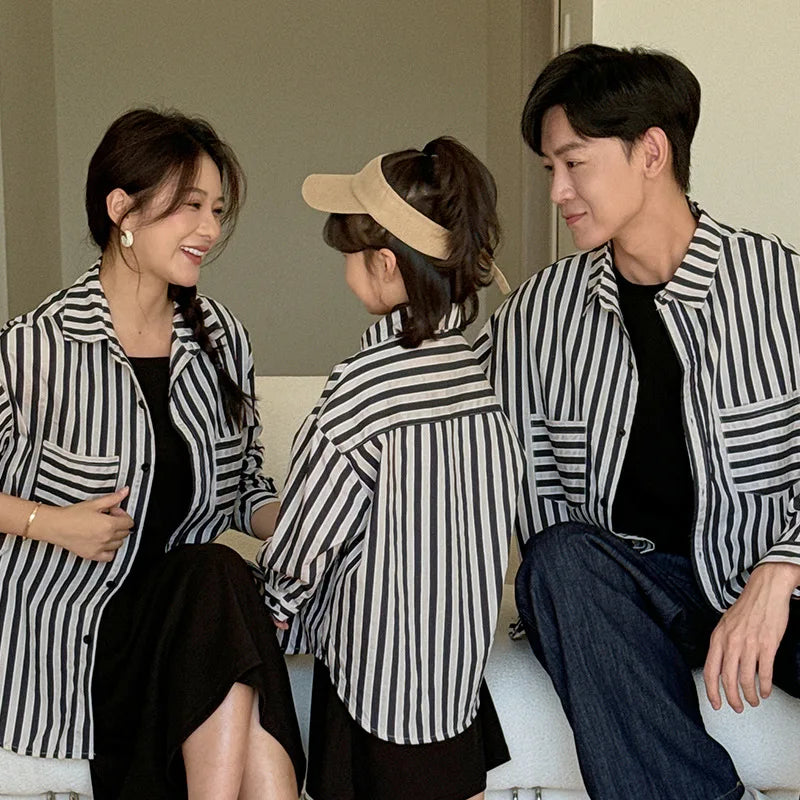 Family Matching Couple Clothes Dad Mom Children Shirts Coat Father Mother Daughter Son Clothing Sets Korean Parent-child Outfit