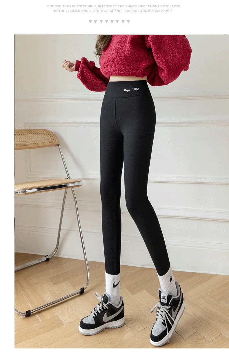 Winter Leggings For Women Thermal Underwear Solid Color Velvet Thicken Warm Pants High Waist Leggings Stretchy Leggings Trousers