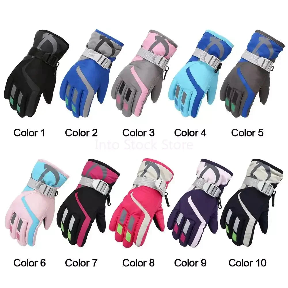 New Children Kids Warm Snow Gloves Boy Girls Ski Snowboard Mittens Windproof Waterproof Thicken Keep Warm Gloves Winter Must