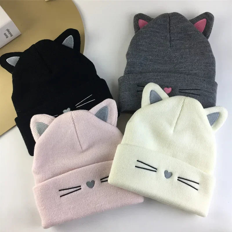 Gorro de Otoño Invierno para niños pequeños, gorro de estilo europeo con adorable Animal y gato para niños pequeños, gorro elástico cálido para bebés de 1 a 5 años