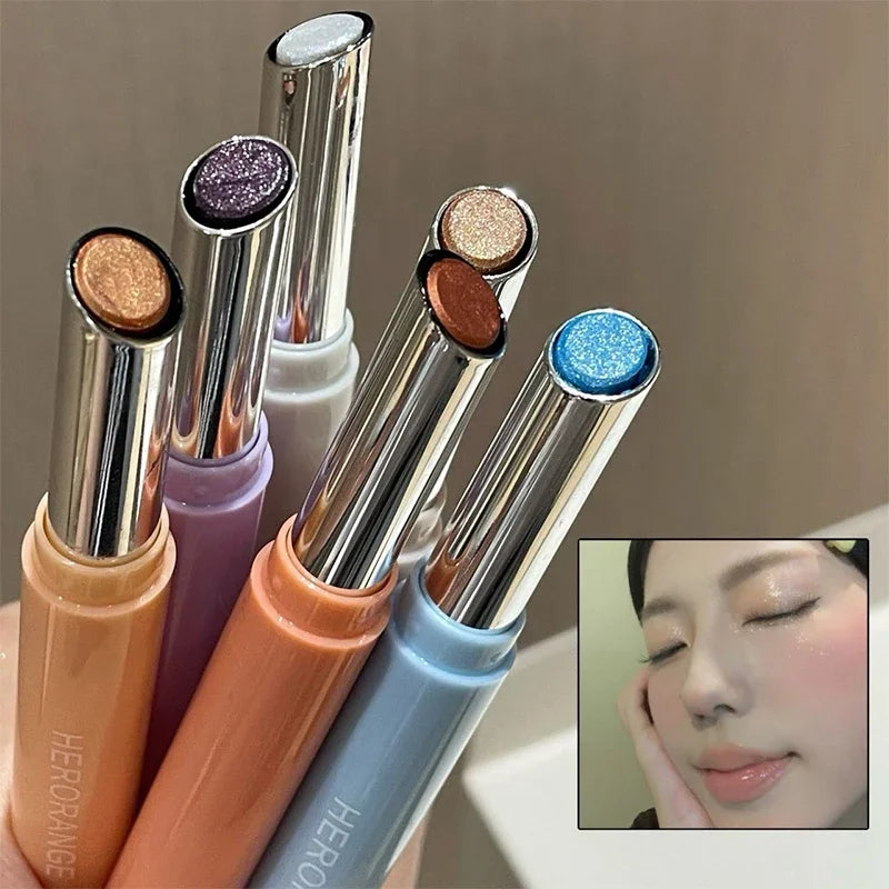 Punk Purple Metallic Eyeshadow Stick Waterproof Lasting Pearlescent Glitter Eye Shadow Highlight Eyeshadow Fine Shiny Eye Makeup