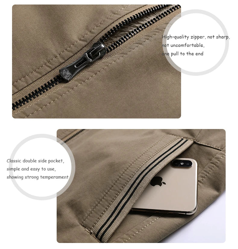 2025 Autumn Men Jackets 100% Cotton Chaqueta Casual Solid Fashion Vintage Warm Vestes Coats High Quality M-5XL Winter Jacket Men