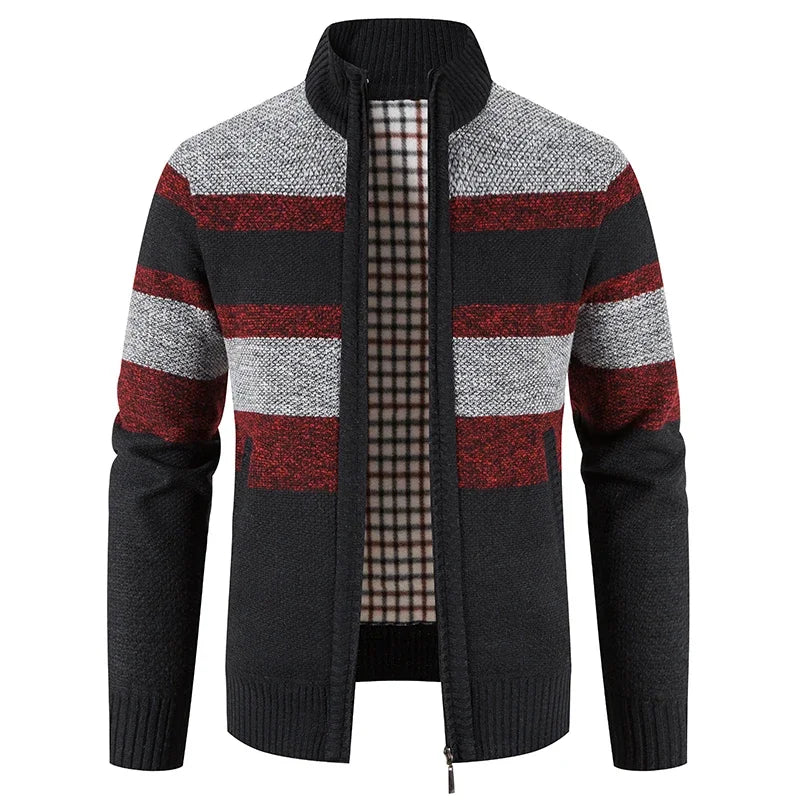 Autumn Winter Sweater Men Warm Cashmere Cotton Blended Pullovers Cardigan Men Fashion Casual Stand Collar Breathable Men Jackets