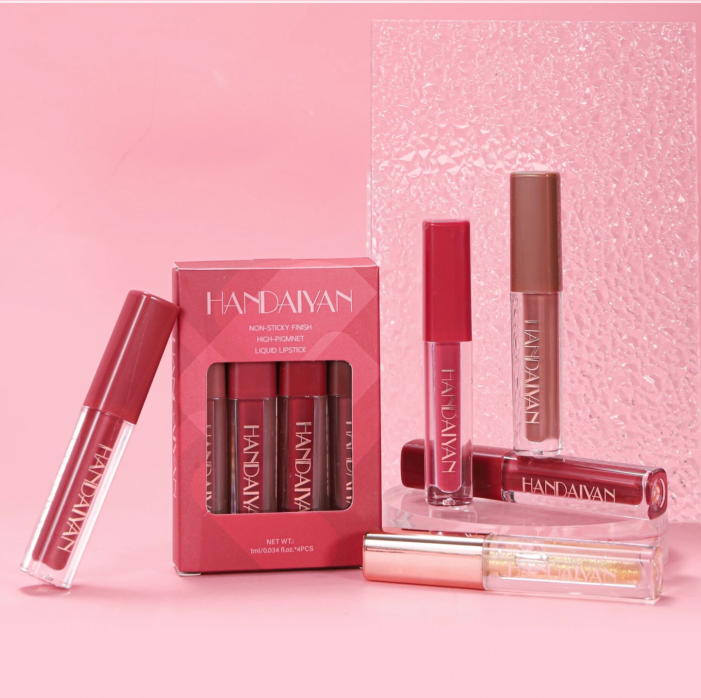 4pcs Velvet Lip gloss Set Liquid Lipstick Kit Easy Color Long Lasting Waterproof Lip Tint Oil Non-Stick Makeup Lip Glaze Set