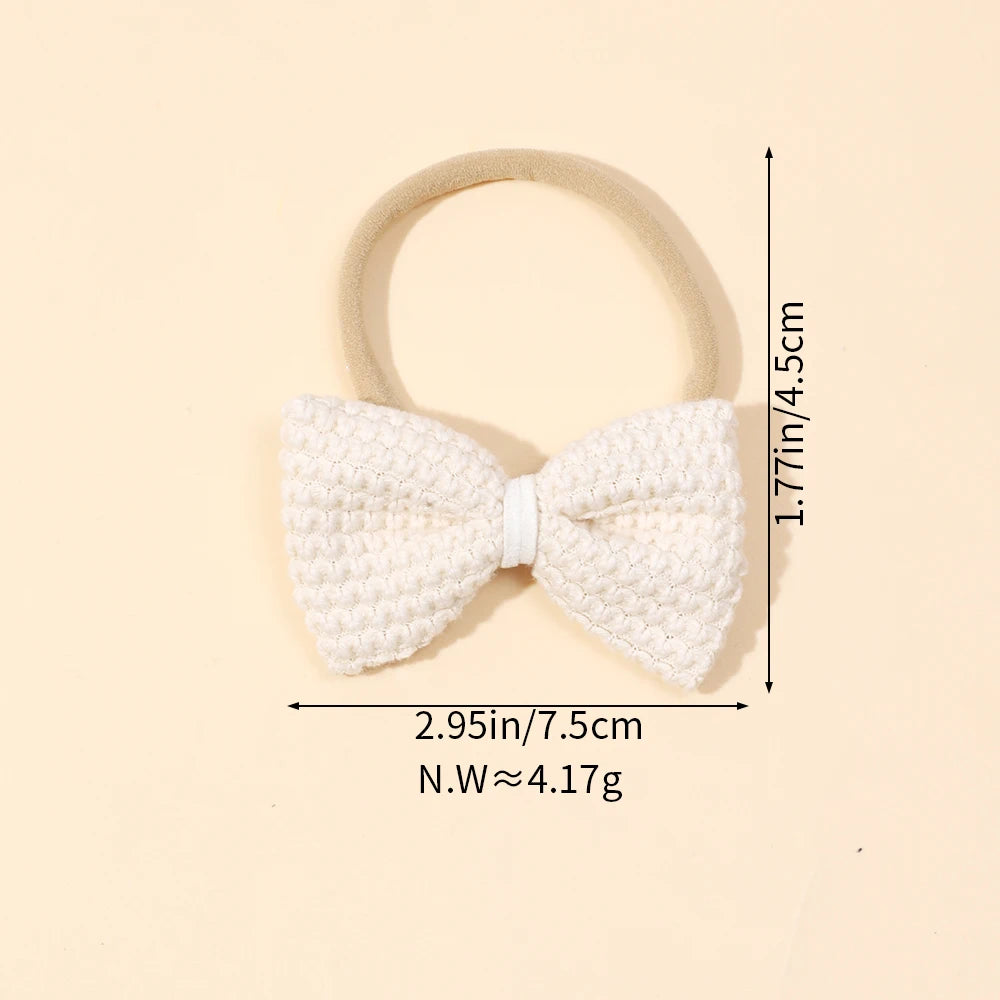 Waffle Baby Bows Headband For Girls Elastic Nylon Newborn Turban Hair Bands Toddle Hairband Kids Headwear Baby Hair Accessories