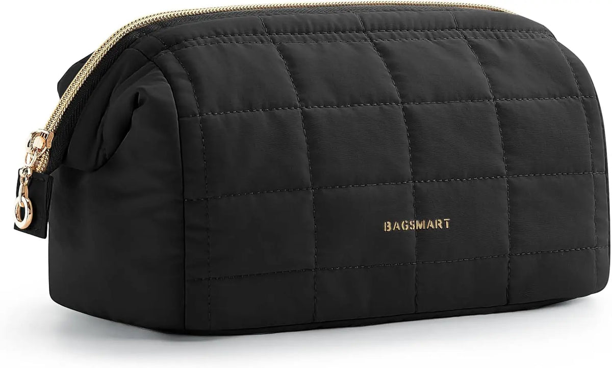 Makeup Bag Travel Toiletry Bag Puffy Padded Make Up Bags Wide Open Pouch Purse Travel Essentials Toiletries Accessories Brushes