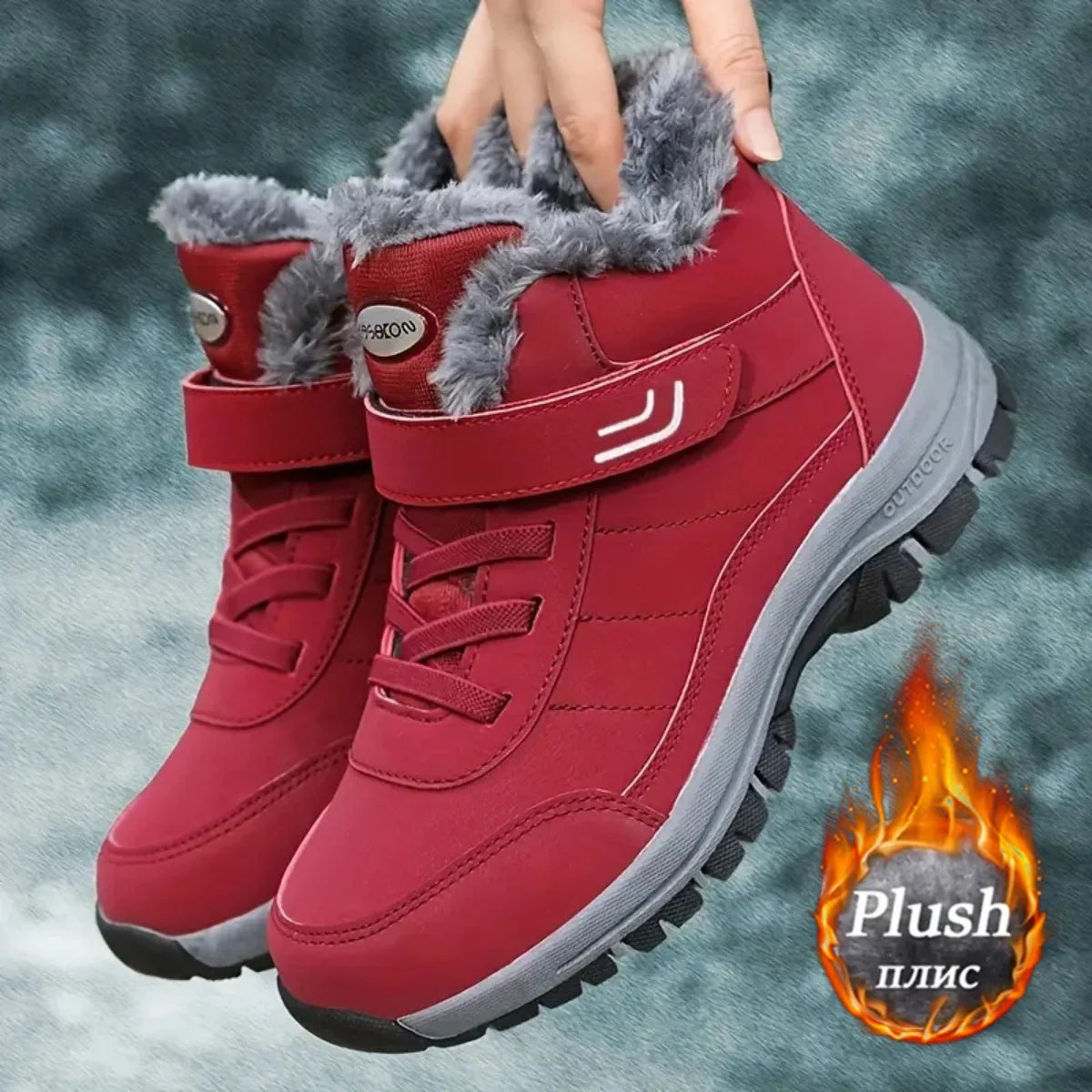 Fleece-Lined Warm Winter Snow Boots, Anti-Slip Shock-Absorbing, Stain-Resistant, Stylish Versatile Unisex Casual Shoes