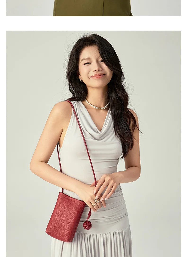 YANATARI mini Small Genuine Leather vintage Bag Crossbody Bag Luxury Hit Product Mobile Phone Shoulder Bag Women Mobile Bag