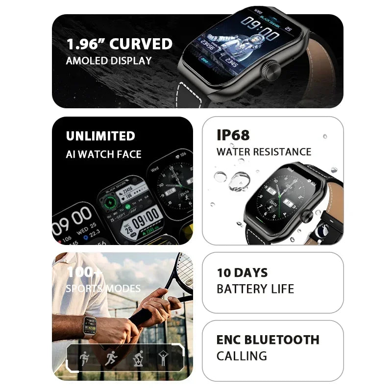 Black Shark Watch GT3 Global Version 1.96'' Curved Display 10 Days Battery Life 24H Health Monitoring 100+ Sport Modes IP68