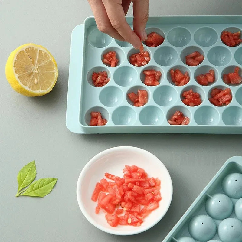 33 Ice Ball Mold - Whiskey Cocktail Round Ice Cube Maker with Lid, Perfect Hockey Ball Shape, BPA Free Mini Tray Kitchen Tools