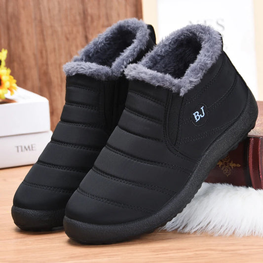 Fashion Winter Men Boots Non Slip Snow Boots with Fur Lightweight Keep Warm Mens Ankle Boots Flats Male Cotton Shoes Botas