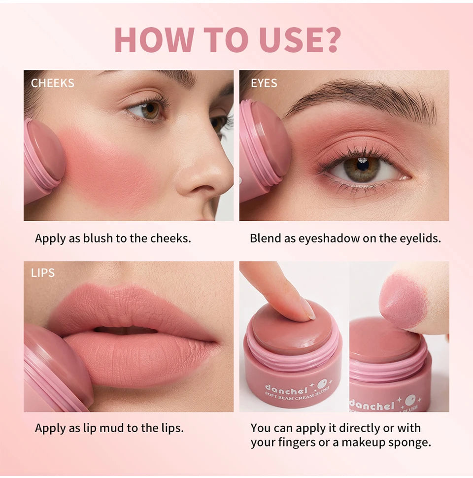 Natural Looking Matte Blush Stick Waterproof Long Lasting Hydrating Blendable Cream Blush Balm Lightweight Cheek Makeup Cosmetic